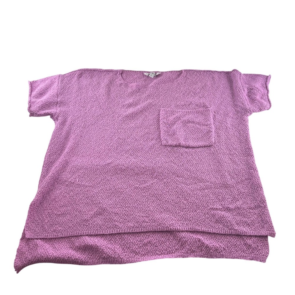Davi & Dani Pink Popcorn Knit Short Sleeve Sweater Top DWT12195 Small